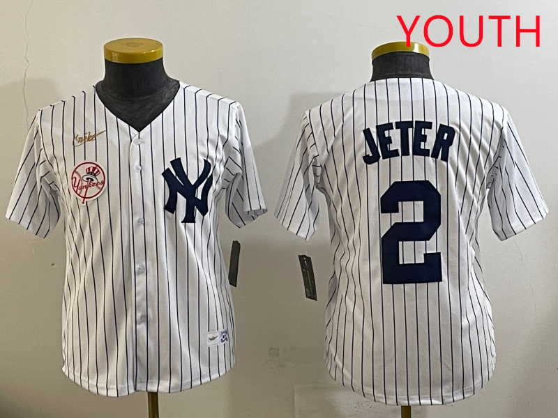 Youth New York Yankees #2 Jeter White 2025 Nike MLB jersey style 16